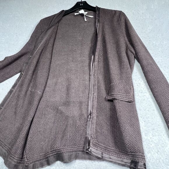 Vintage Les Copains Cardigan Womens Size 46 Brown Knit Cardigan Long Sleeve - Picture 9 of 16